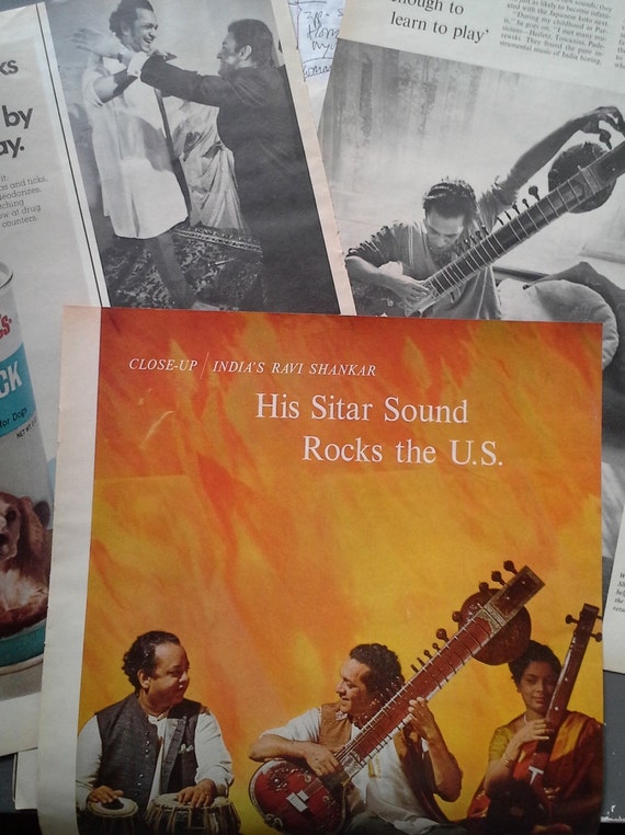 Ravi Shankar Portrait & Pictures 3 pages Sitar Hippies Beatles