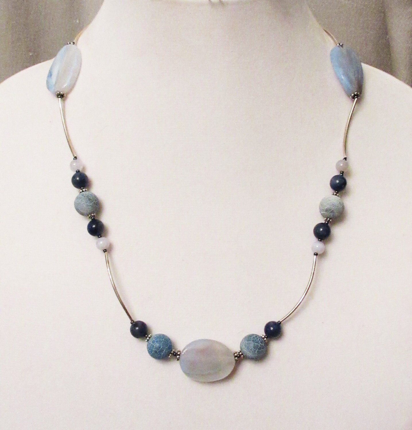 Blue Chalcedony Jewelry Blue Chalcedony Matte Blue Crackle