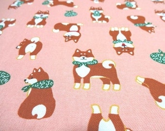 Japanese Fabric Kawaii Dog Shibaken Pink Fat Quarter