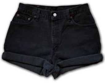 Black high waisted shorts/grunge shorts/cuffed/rolled/levis wrangler rustler lee/hipster/plussize/vintage