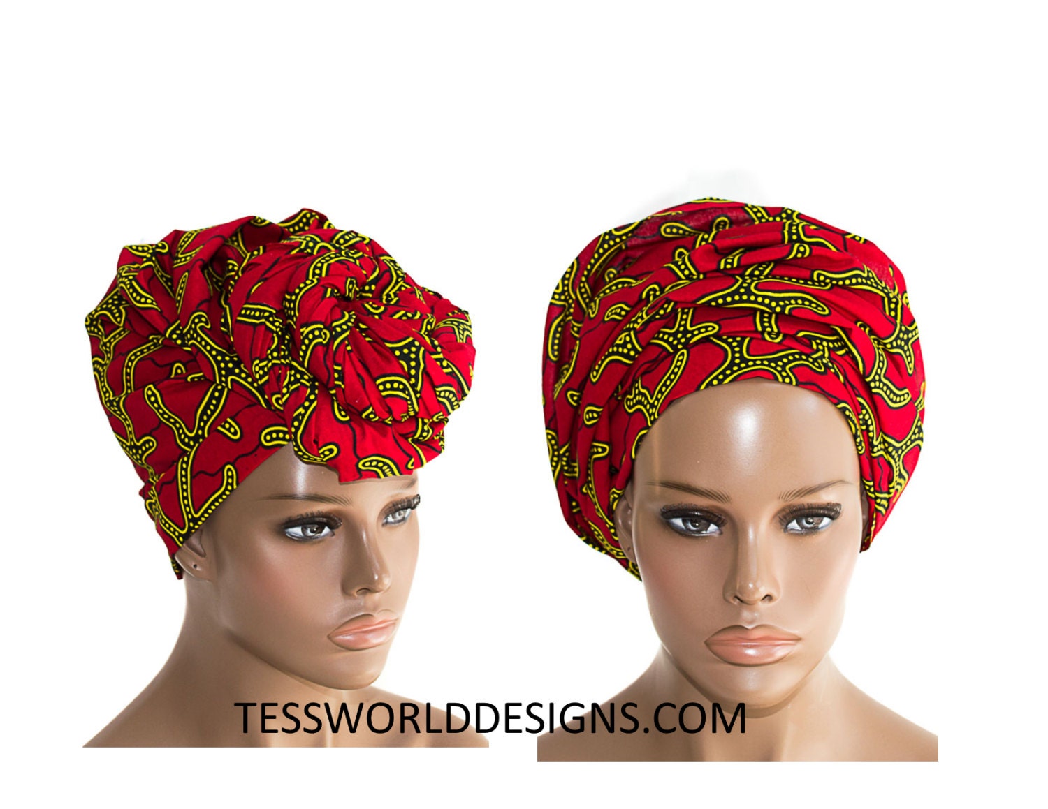 Red Head wraps / African Headwrap / African Print / African