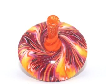 Polymer clay dreidel, spinning top, orange and yellow unique dreidel, great Hanukah gift idea, classic toy for all ages