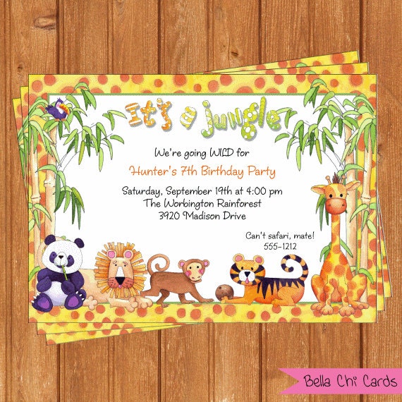 Jungle Invitation Kids Birthday Printable Editable Digital