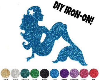 Diy MERMAID IRON ON, Vinyl Applique, Logo, Decal, Shirt, Tank, Party Favor, Kids, Toddler, Child, Adult, Clothing Accessory, Patch, Transfer