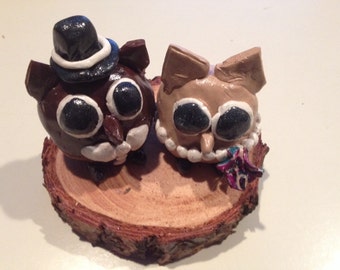 Brown Owl Wedding cake toppers figurines
