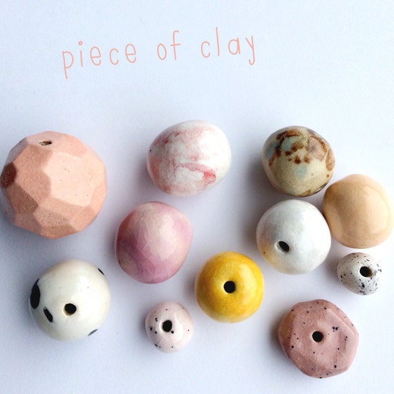 Handmade ceramic beads by PieceofClay1 on Etsy