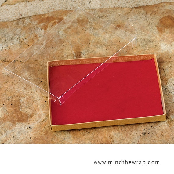 24 sets A7 Kraft Box with Clear Lid 5 3/8 X 5/8 X 7 1/2