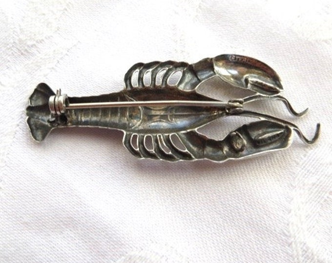 Vintage Sterling Lobster Brooch Sterling Silver Lobster Pin Under the Sea Jewelry