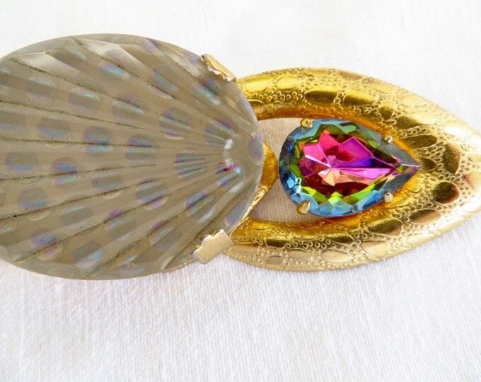 Vintage Lucite Brooch, Made In France, Teardrop Watermelon Stones, Large and Dramatic