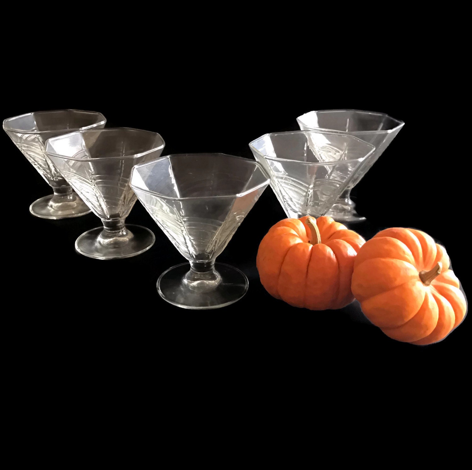 Vintage Elegant Sherbet Dessert Glasses Stemware Clear