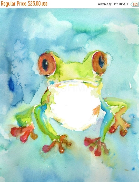 SPRING SALE Tree Frog Painting 8 x 10 Print by ArtbyJessBuhman