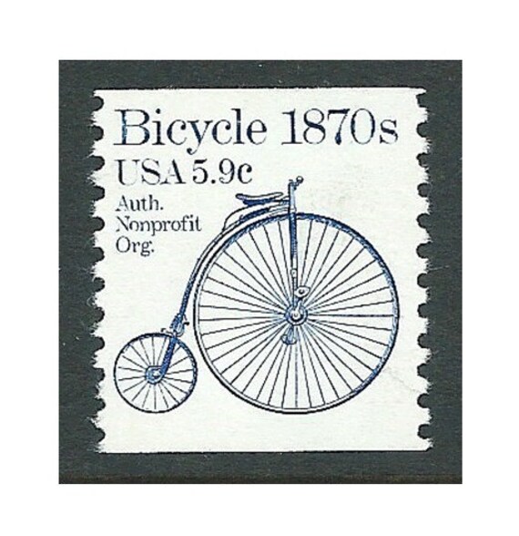 Unused US Postage Stamp 5.9c Bicycle 1870s by TheVintagePostOffice