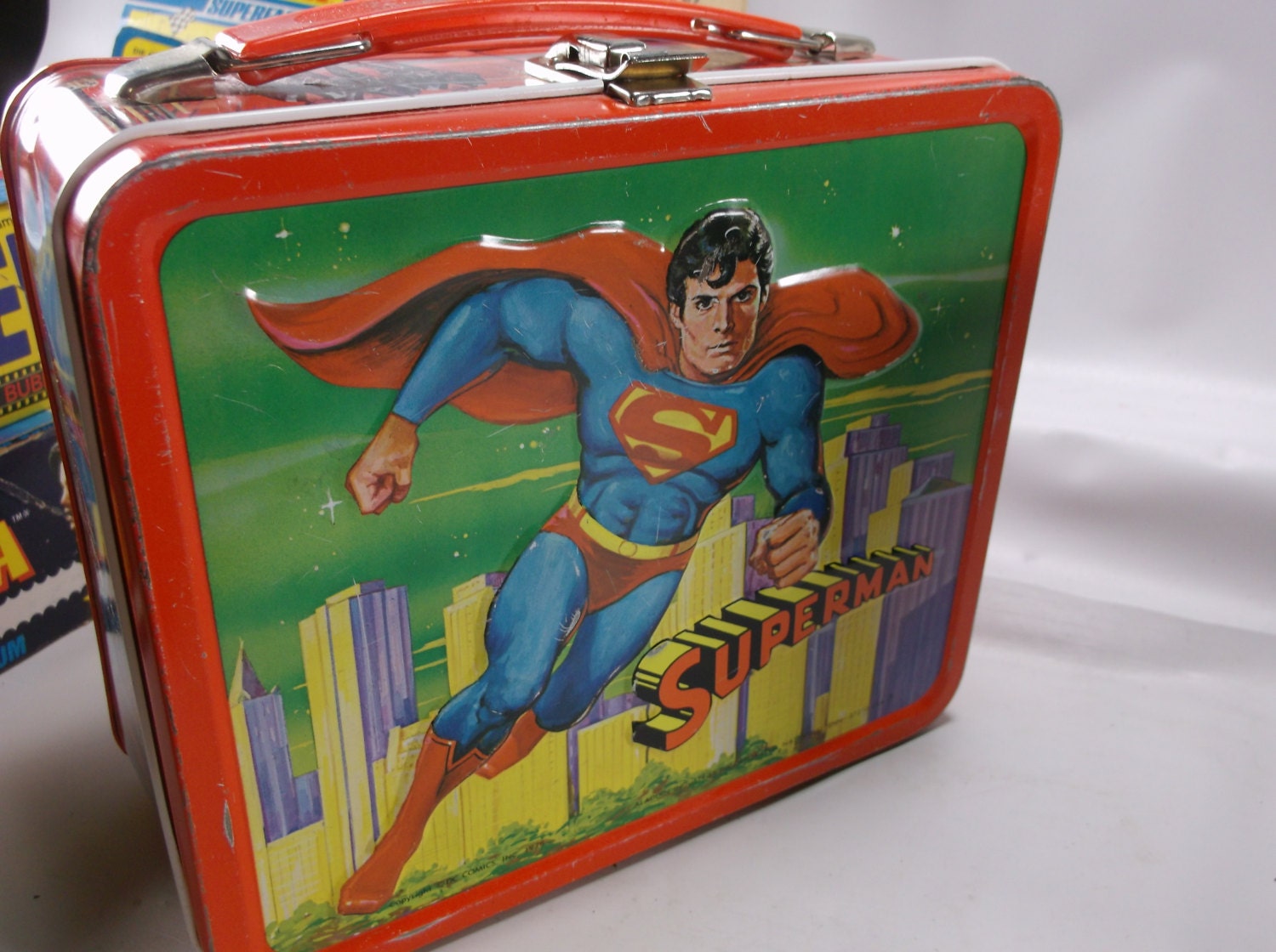 Superman Aladdin Metal Lunch Box and Thermos Vintage 1978