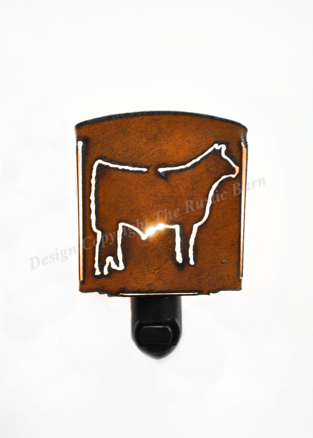 STEER cow nightlight night light made of Rustic Rusty Rusted