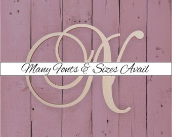 Wooden Monogram Letter "N" - Large or Small, Unfinished, Cursive Wooden Letter - Perfect for Crafts, DIY, Weddings - Sizes 1" to 42"