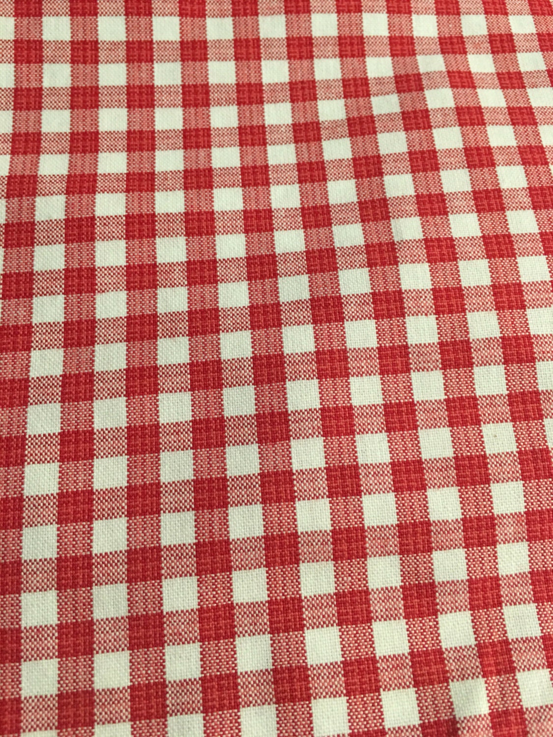 Home Decor Fabric red and white checkered. 1 by SewLovelybyKelly