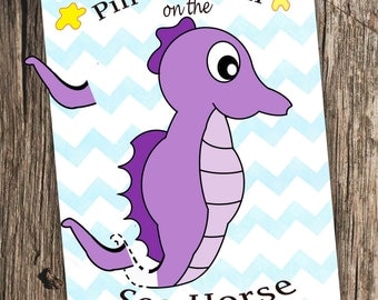 Pin the Tail on the Seahorse - Pin the tail on the donkey game - Party Games