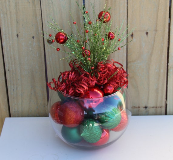 Christmas Table Decor Centerpiece Red and Green for Holiday