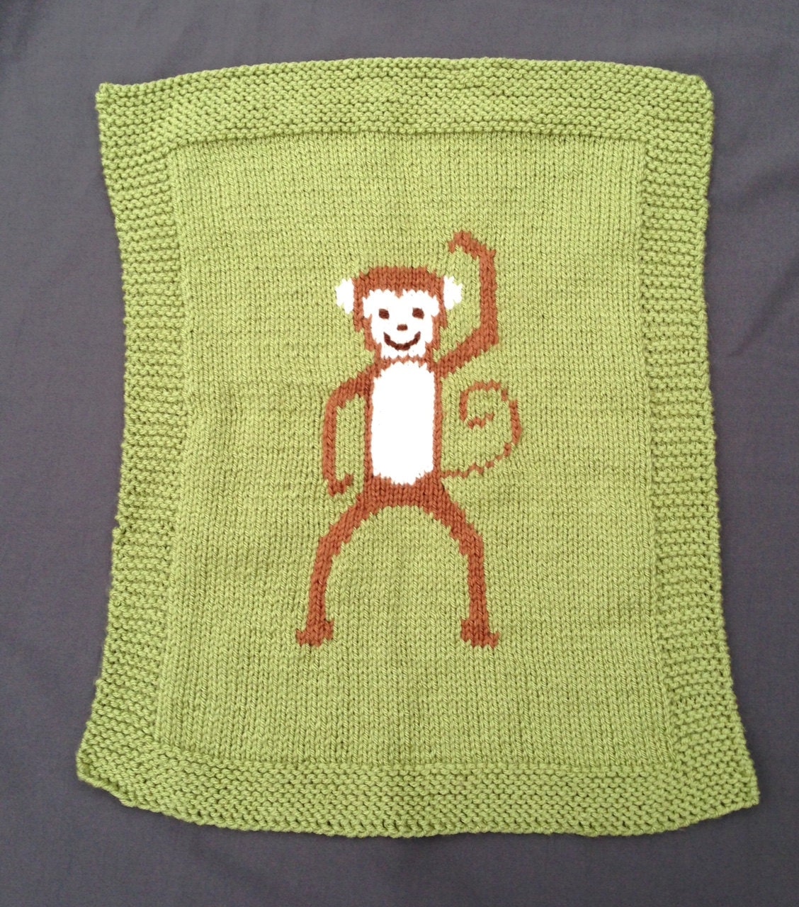 Monkey Baby Blanket/comfort blanket/buggy blanket green