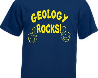 Geologia rocce regalo divertente di t-shirt in cotone Navy nero grigio o verde per geologo