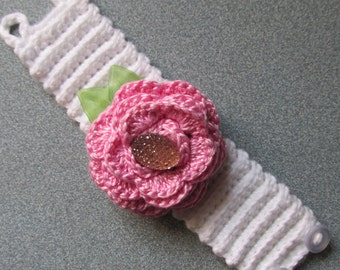 Crocheted Corsage in Pink/White/Valentine's/Spring/Mother's Day