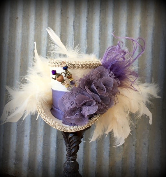 Mini Top Hat Cream and Dusty Purple Mini Top Hat by ChikiBird