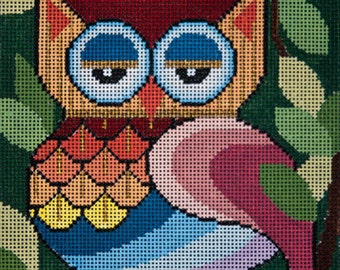 NEEDLEPOINT Hand Painted JP Needlepoint Owl What R U Looking At 15x15 13M -Free US Shipping!!!