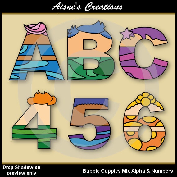 Bubble Guppies Alphabet Letters & Numbers Clip Art Graphics