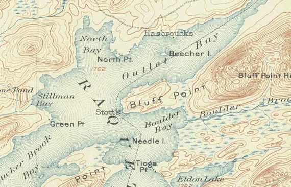 Raquette Lake 1903 USGS Old Topographic map Reprint Custom