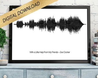 Soundwave art - soundwave print - first dance print - song lyrics - music lyrics print - gifts for couples - digital download - soundwave