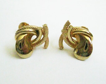 Antique Mid Century Gold Tone Earrings Vintage Gift for Women Screw Back Earrings Classic Mid Century Fashion Accessory Circa late 1950's
