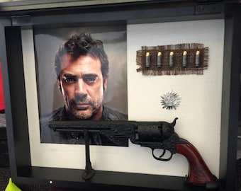 The Colt from Supernatural John Winchester Replica Dean and Sam Gun with devil trap bullets Shadow Box Custom Christ