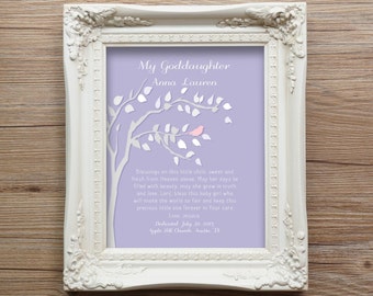 Gift For Goddaughter Dedication God Daughter Christening Baby Personalized Gift Art Print Gift from GodParents Nursery Decor Wall Art SALE