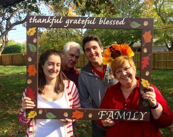 Photo Booth Frame - Thanksgiving Photobooth Frame Prop - Family Photo booth - Fall Photobooth - Thanksgiving Photo Booth - Wood Frame Prop