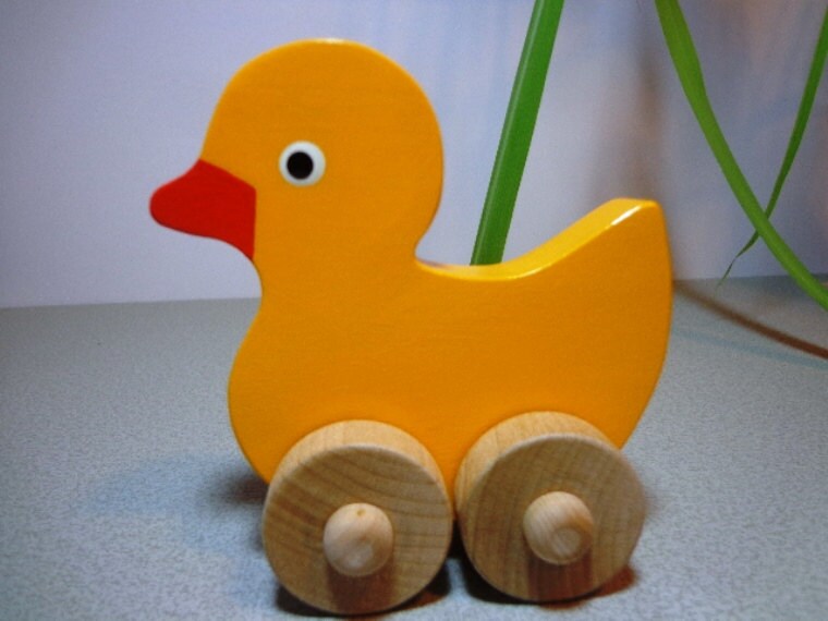 Wooden Duck Push Toy Christmas Baby Shower Birthday Gift Kids