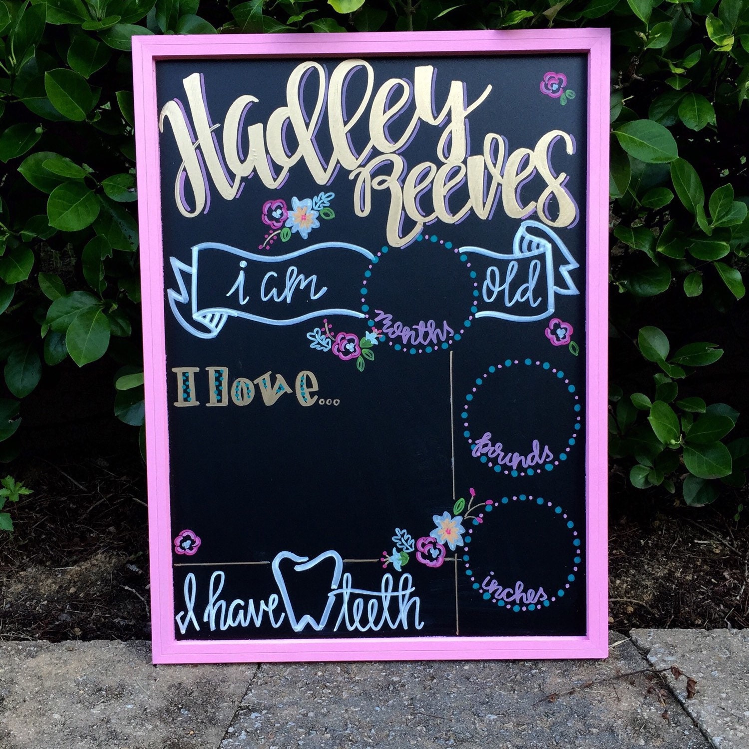 Baby Milestone Chalkboard Personalized Month By Month Photo