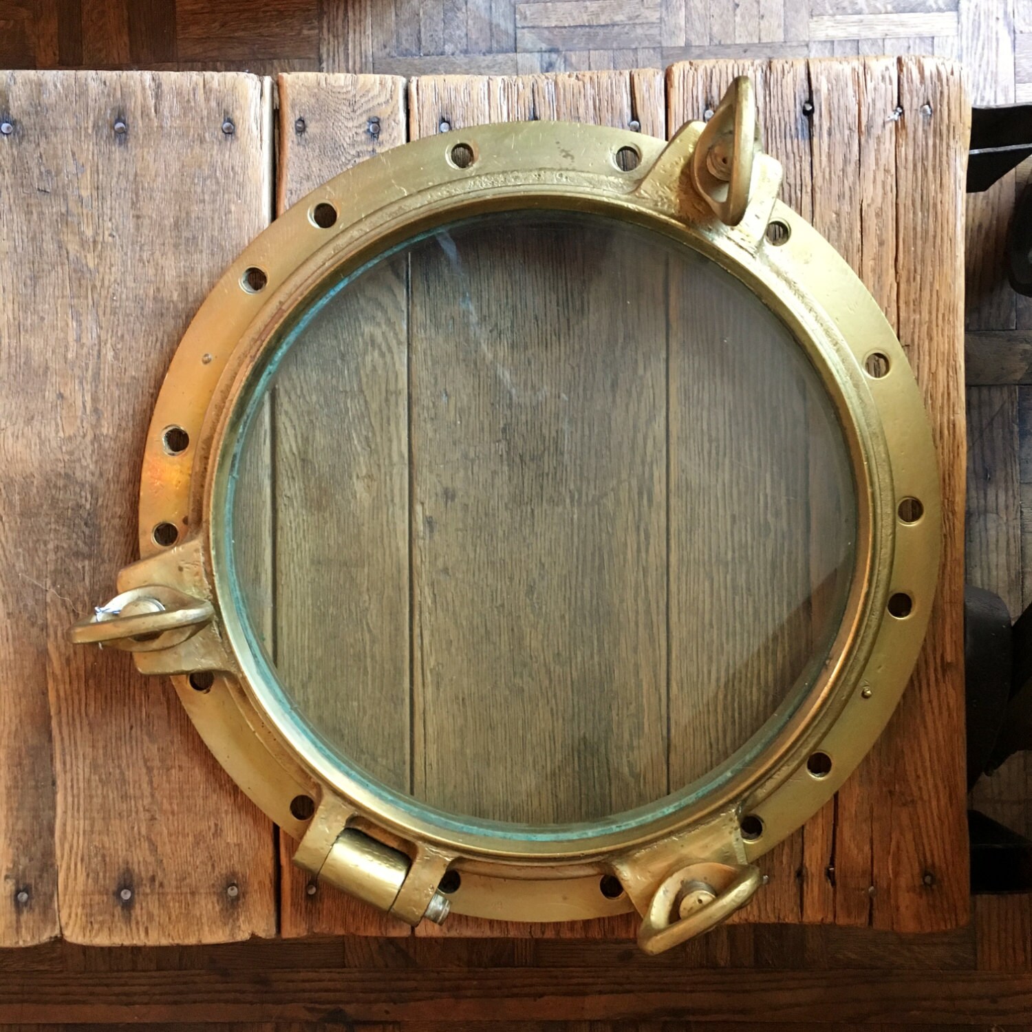 Antique Porthole, HUGE Brass Porthole, Porthole Window, Nautical Decor