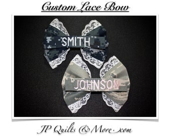 Laced Hair Bow in Army, Navy, Marines & Air Force
