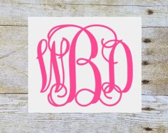 Vinyl monogram decal, monogram sticker, car decal, monogram, vinyl decal, yeti decal, vinyl monogram, laptop decal, vine monogram
