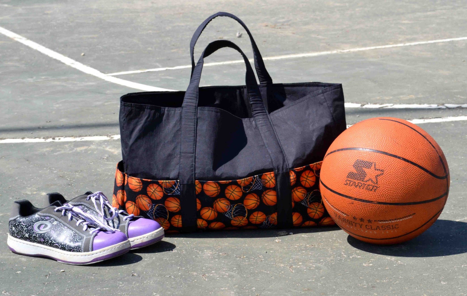 basketball tote / diaper bag large tote customizable custom