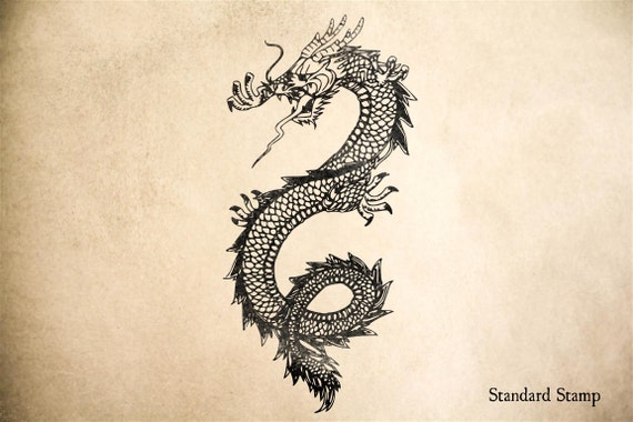 Chinese Dragon Rampant Rubber Stamp 2 X 2 Inches