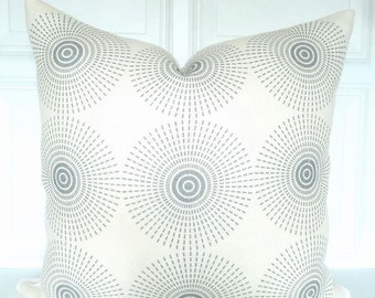 Jonathan Adler Super Nova - Gray and Ivory Pillow Cover - Linen Pillow - Sunburst - Designer Pillow - Grey Linen Pillow - Ivory Pillow