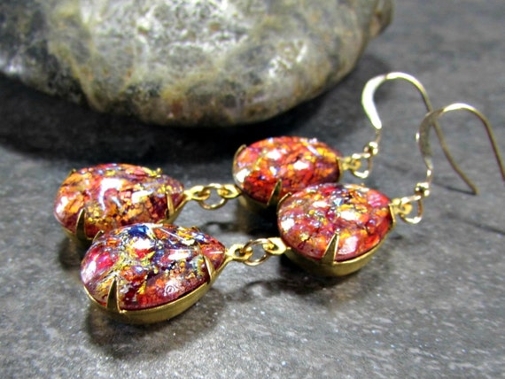 Red opal earrings Clearance