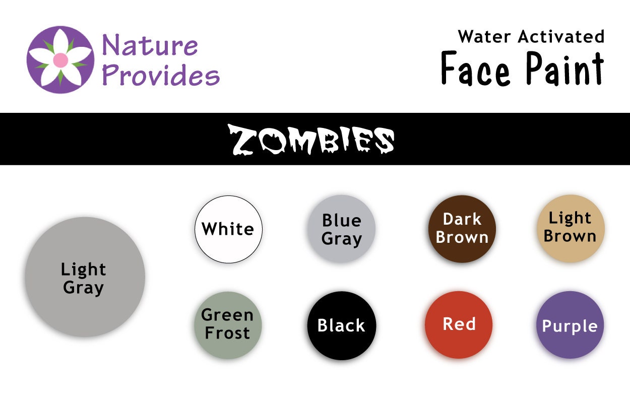 Zombie Face Paints in Assorted Colors Vegan Natural Pigments