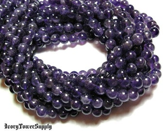 1 Strand 6mm Natural Amethyst Beads, Gemstone Beads, Semi Precious Stone Beads, Purple Beads, Round Beads