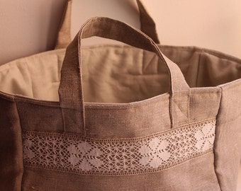 Soft Linen Basket - Home Storage Basket - Bathroom Basket with Handles - Storage Bin