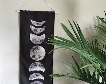 Watercolor moon phase tapestry | wall hanging | moon phase banner | gifts for her | gifts for him