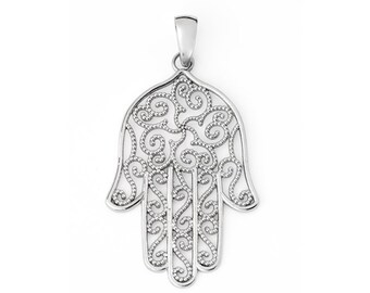 Sterling Silver Large Hamsa Pendant/Charm