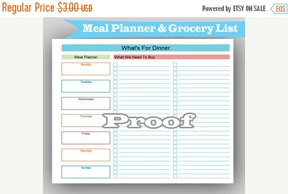 25% Off Sale Meal Planner And Grocery List By Happyorganizedhome