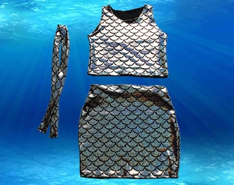 Custom Inked Mermaid Panel SKirt - Hologram main image 0